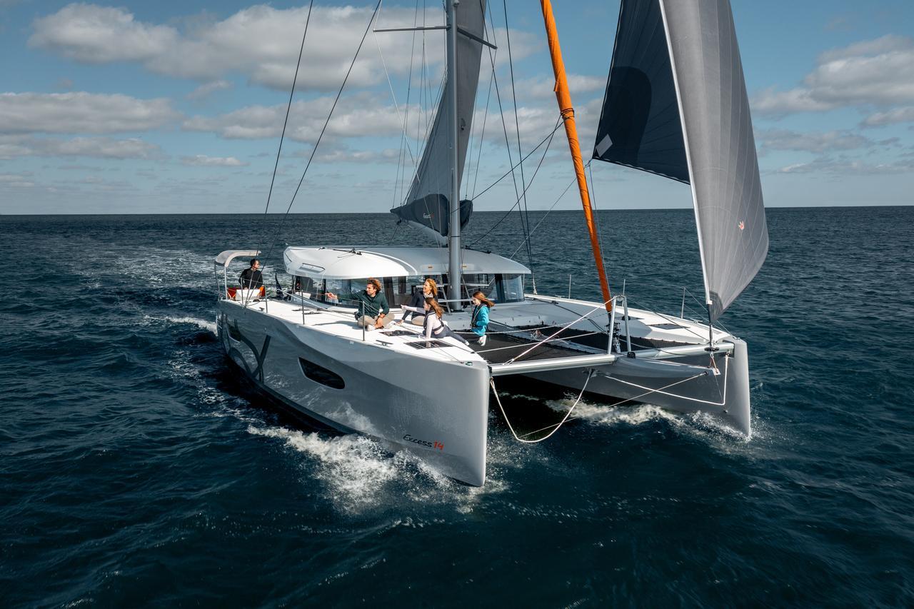 Excess 14 performance catamaran under sail